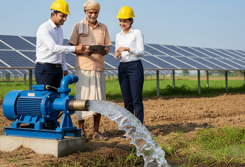 Solar-powered IoT water pump irrigation system in agricultural field